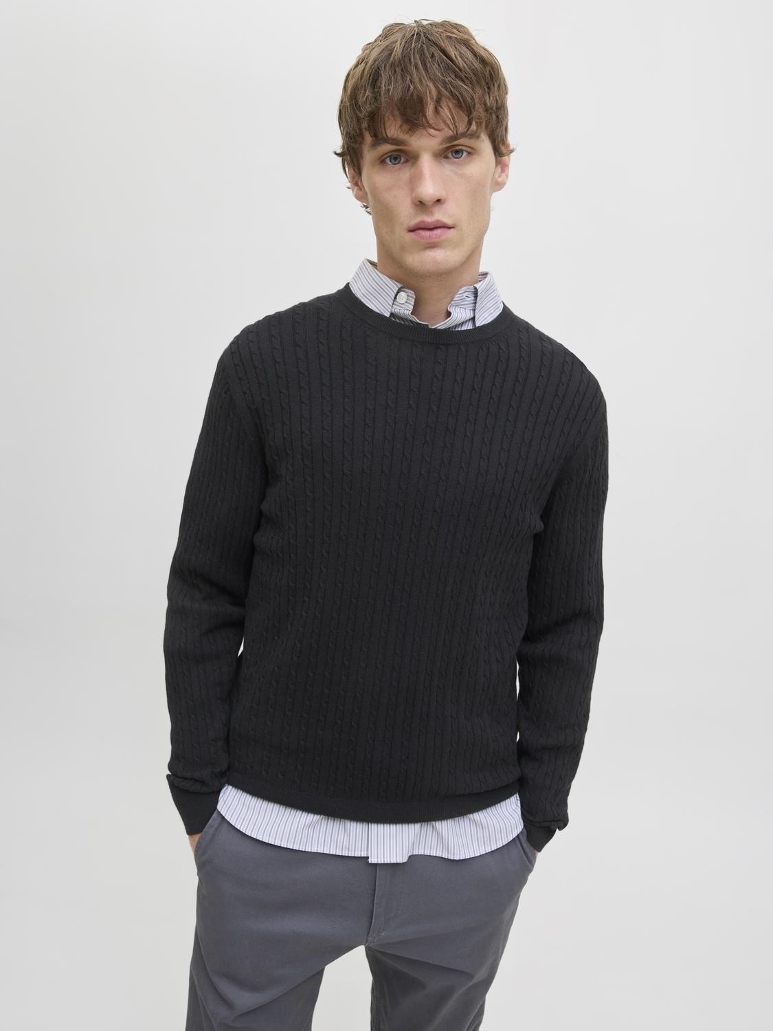 JJEEMIL CABLE KNIT CREW NECK